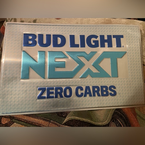 BUD LIGHT NEXT ZERO CARBS Budweiser Beer Embossed Sign Metal - Picture 3 of 4